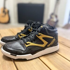 Reebok Omni Lite Pump Black and Gold Athletic Sneakers